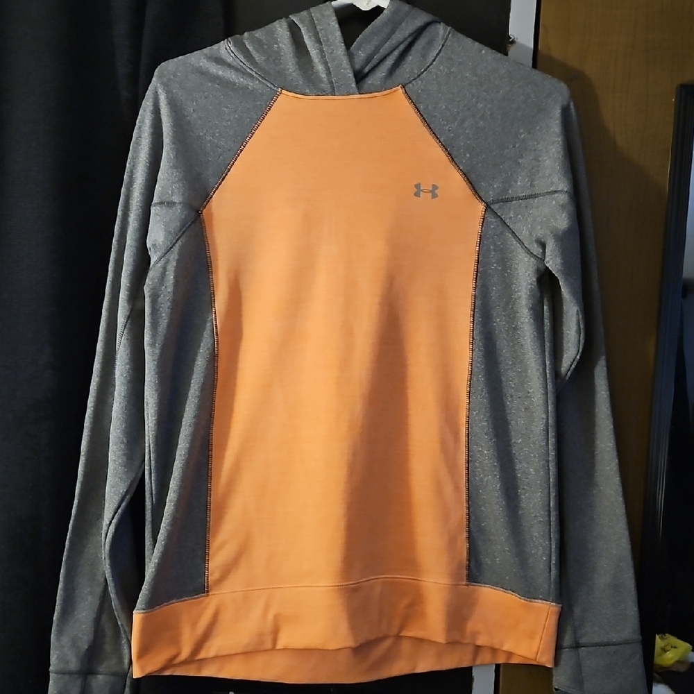 Under Armour Heather Gray and Bright Orange Pullover